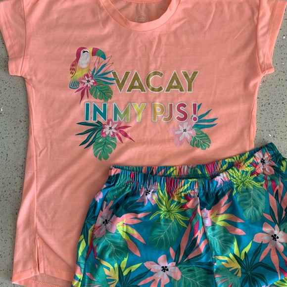 2 Piece Pajama Set: Short-Sleeve Top & Shorts